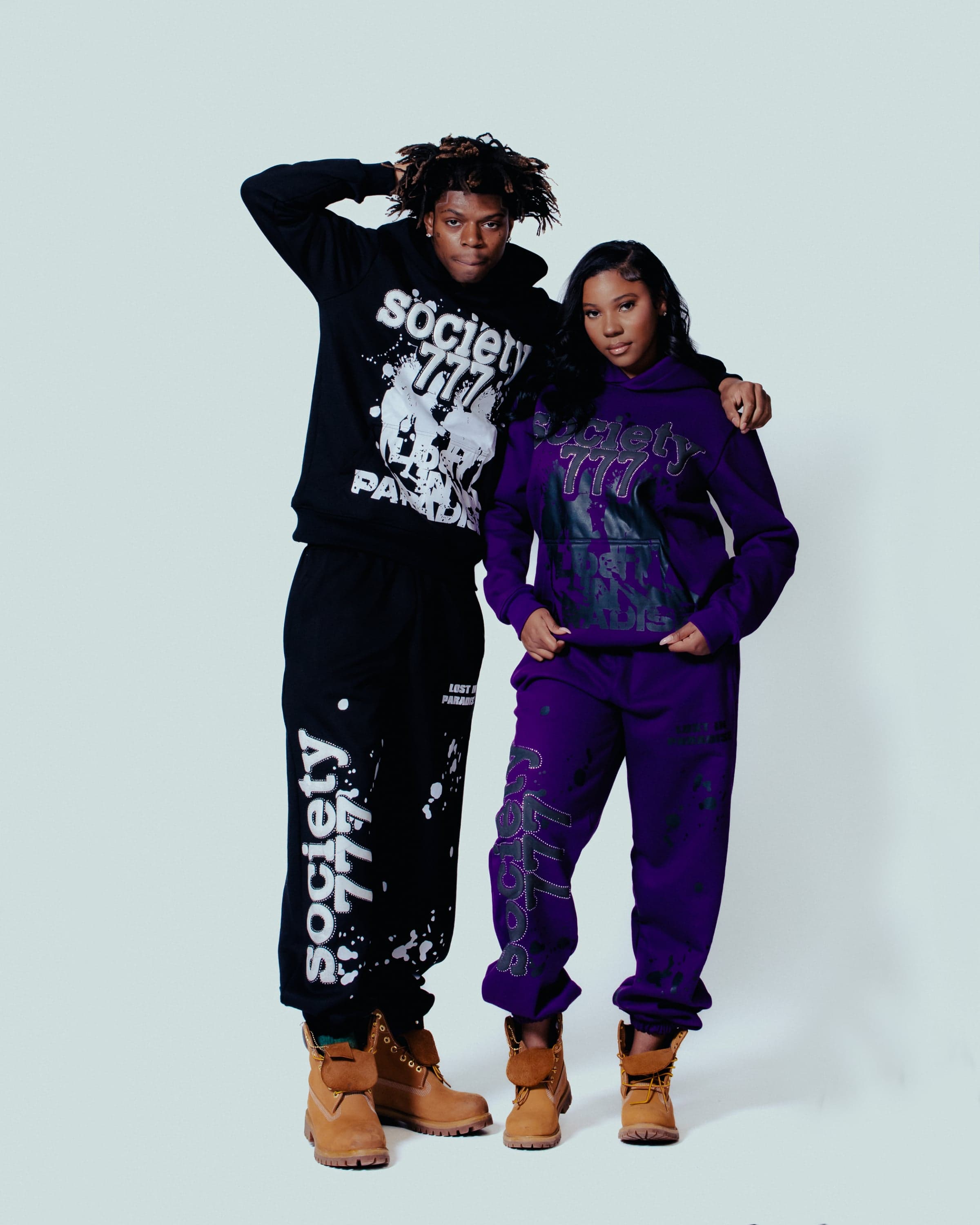 Society 777 — studio product photography for a Depot Club brand campaign, two models